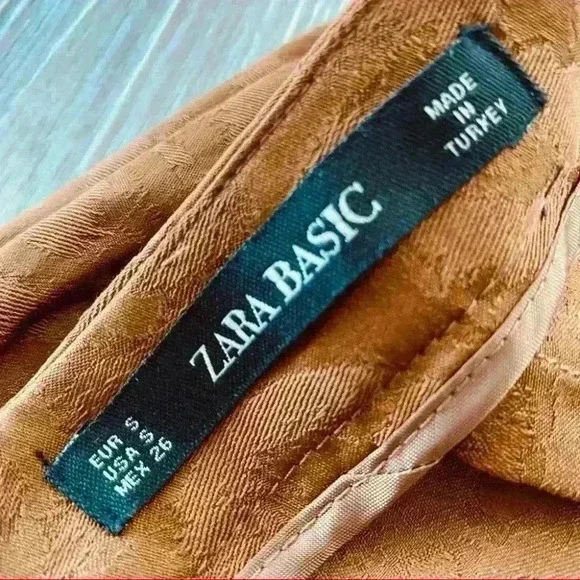 ZARA Y2K RUFFLE PENCIL BROWN COPPER SKIRT SIZE  SMALL - Picture 3 of 7